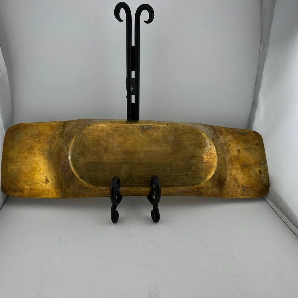 Vintage Solid Brass Long Decorative Serving Tray 14.5